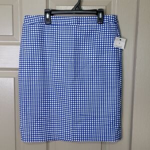 NWT Liz Claiborne Career Blue & White Checkered Women's Skirt Size 8